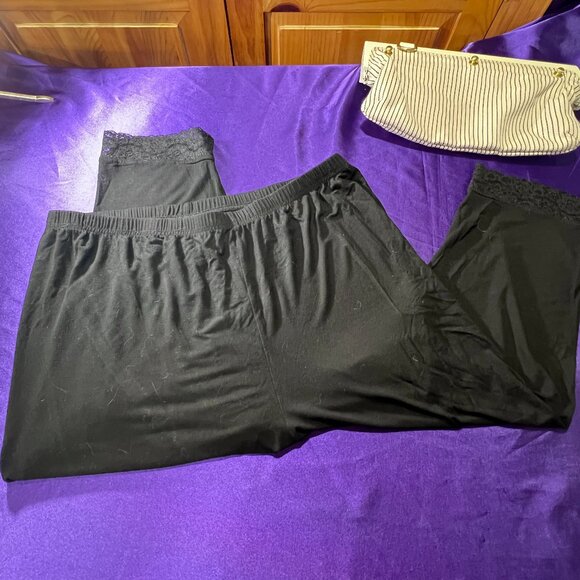 📌Zerdocean Lace Trim Capri Leggings Stretch Crop Leggings Summer Tights Pants - Picture 4 of 14